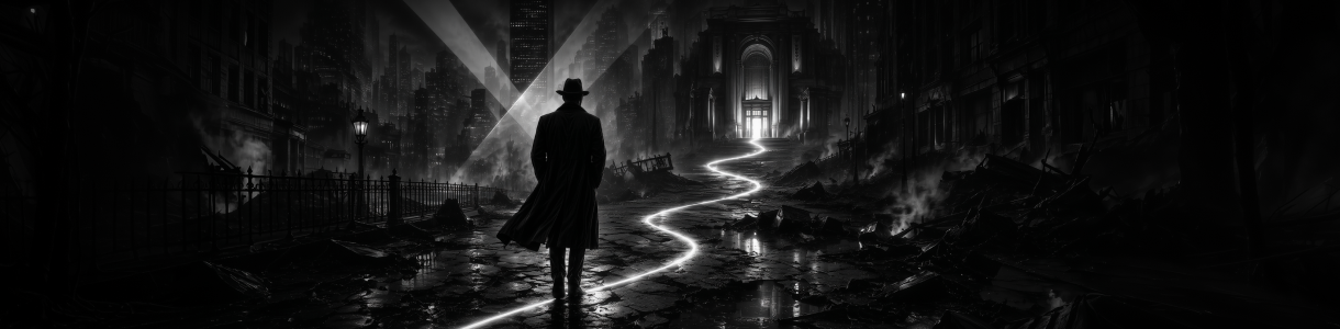 Boss Partners banner showing a noir figure walking through a dark city toward a glowing path with the text Three months to rank. One second to waste.